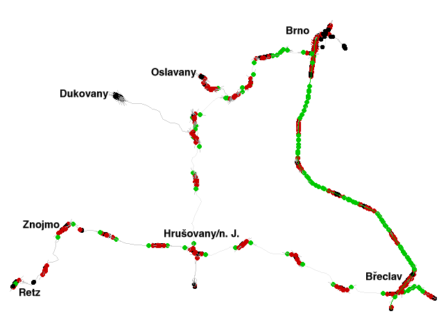 Brno - Střelice - Moravské Bránice - Moravský Krumlov - Miroslav - Hrušovany n. Jevišovkou